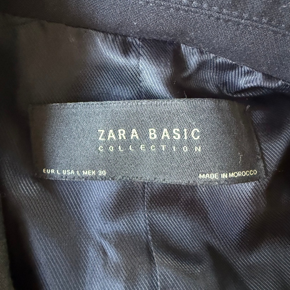 ZARA BASIC Collection Navy Double Breasted Long B… - image 3